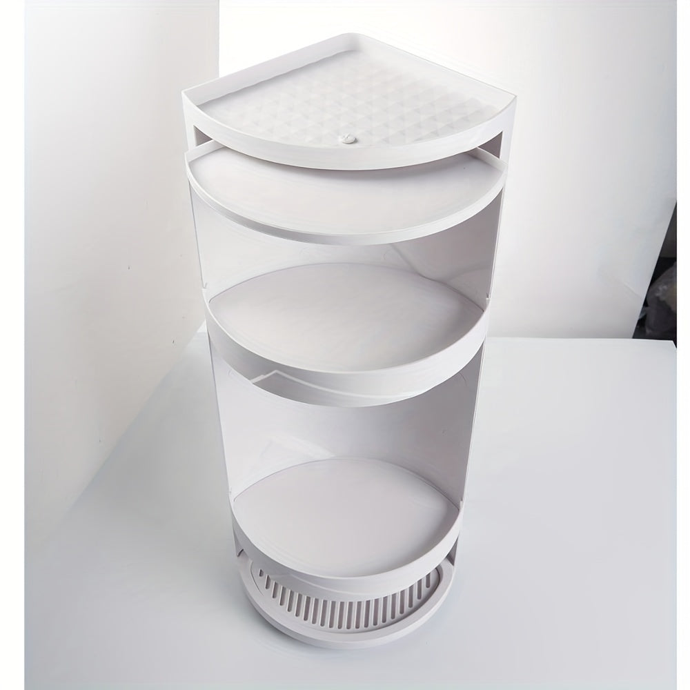 Rotatable Corner Storage Rack with Dust-proof Shelf