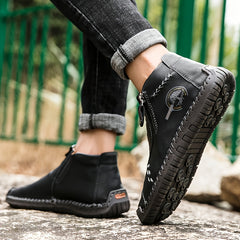Men's Classic Stitching Ankle Boots Outdoor Zipper Shoes
