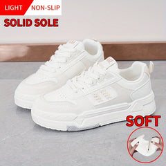 Women's Platform Skate Shoes Round Toe Block Lace up Sports Shoes
