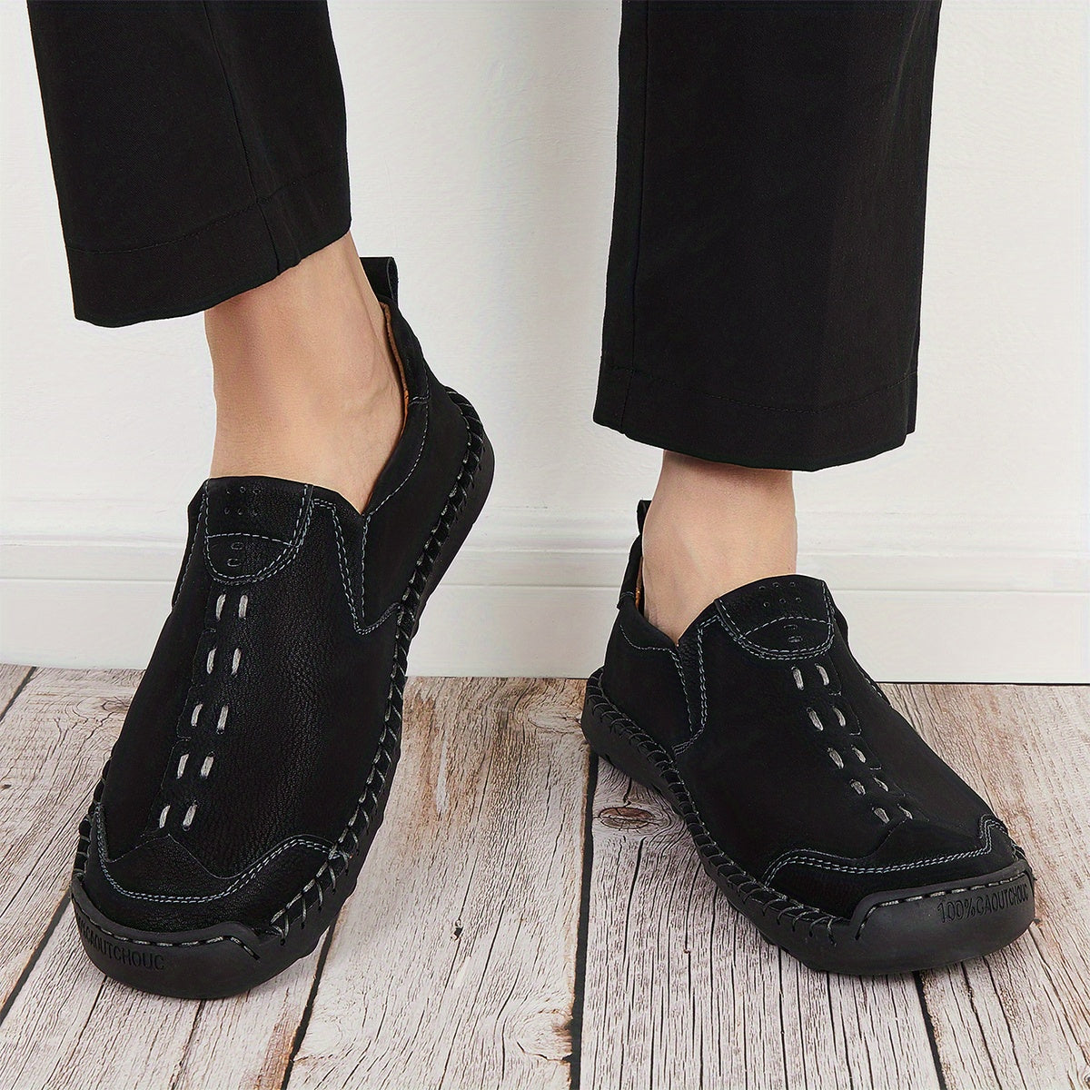 Vintage Style Loafer Shoes Stitch Detail Slip On Men's Shoes