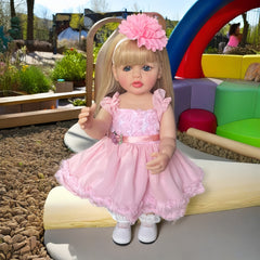 22" Reborn Golden Long Hair Doll Full Body Vinyl Ultra Soft Skin Washable