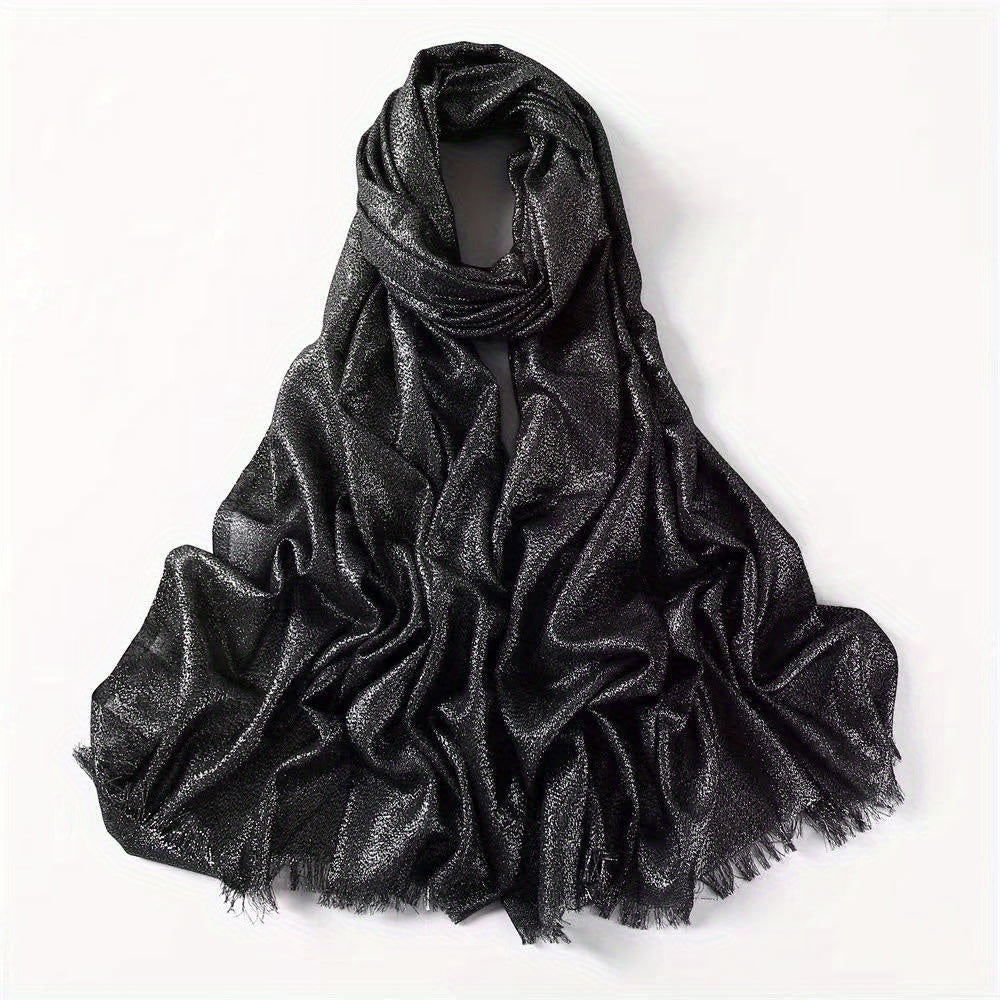 Glitter Scarf Hijab Frayed Edge Shawl Turban Headscarf