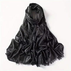 Glitter Scarf Hijab Frayed Edge Shawl Turban Headscarf