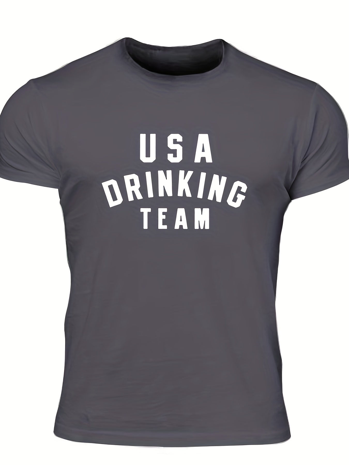 Drinking Team Men's Letter Print T-shirt Casual Stretch Tee