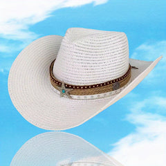 Breathable Sunshade Cowboy Hat With Pentagram for Outdoor Camping