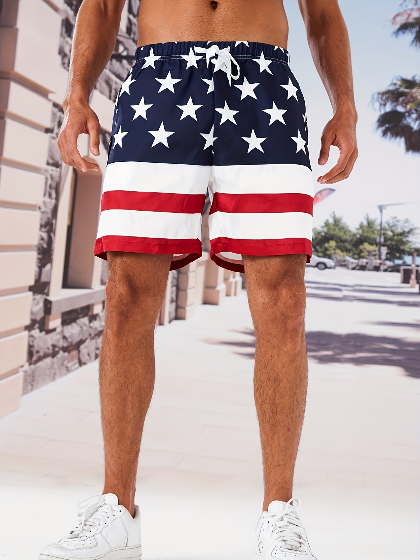 Star And Stripe Pattern Print Men s Swim Trunks Quick Dry Beach Shorts