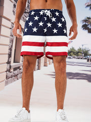 Star And Stripe Pattern Print Men s Swim Trunks Quick Dry Beach Shorts