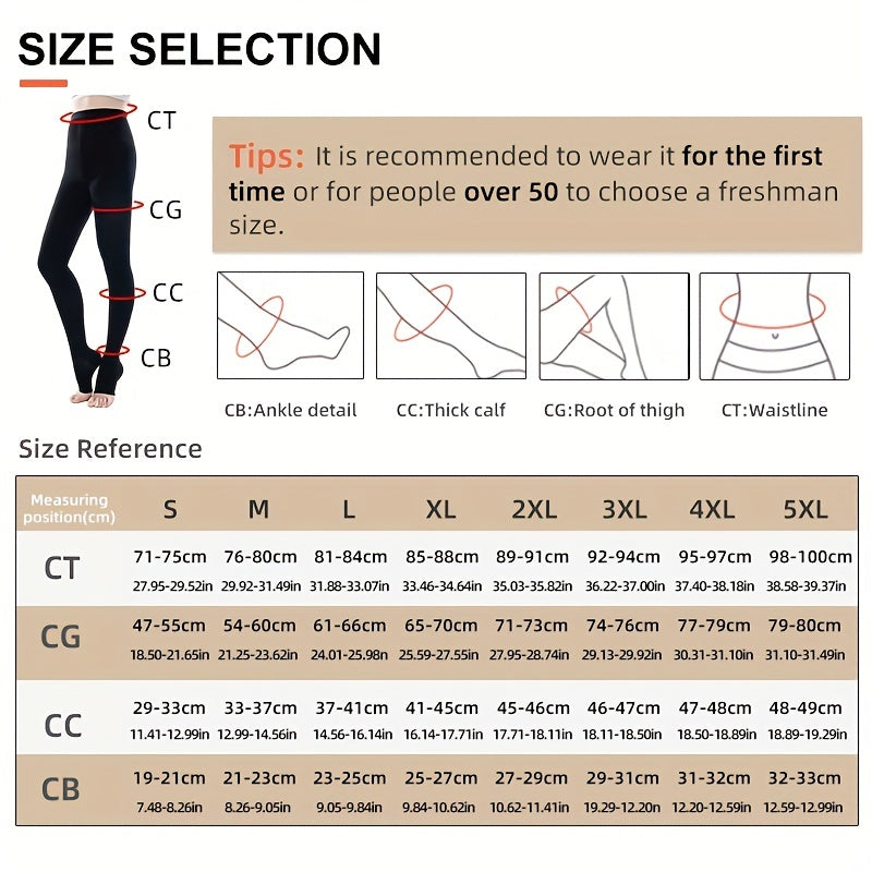 Women's Plus Size Compression Pantyhose 15-21mmHg Support Open Toe S-5XL