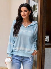 Tie Dye V-neck Sports Hooded Sweatshirt