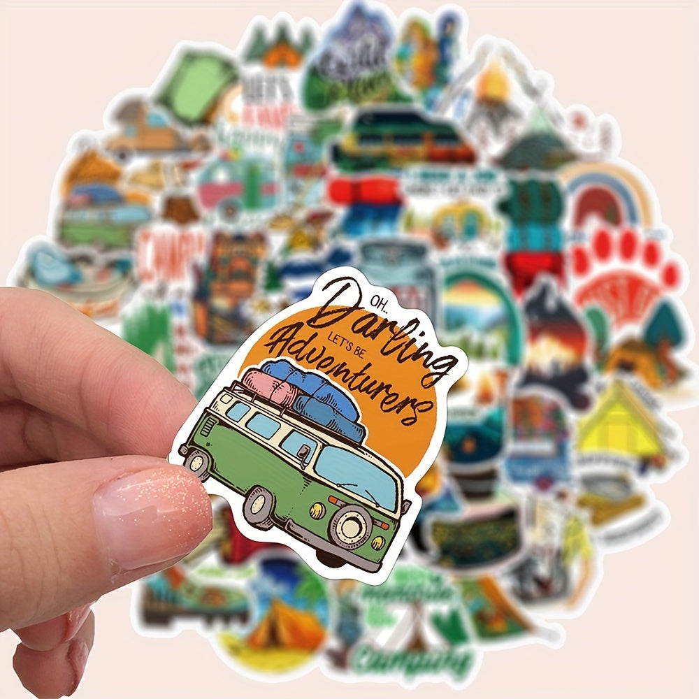 50pcs Outdoor Camping Sticker Waterproof Vinyl Sticker Pack for Teens