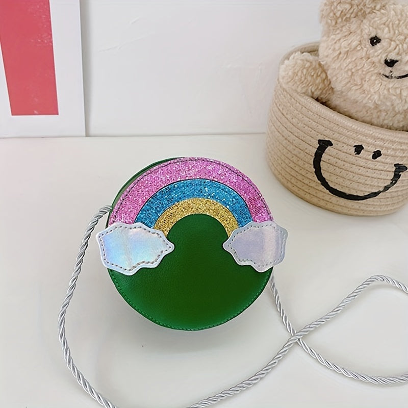 Kids Mini Round Crossbody Bag Rainbow Coin Purse for Girls