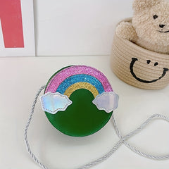 Kids Mini Round Crossbody Bag Rainbow Coin Purse for Girls
