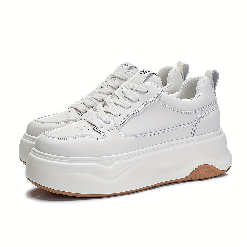 Solid Leather Skate Shoes With Thick Bottom for Women