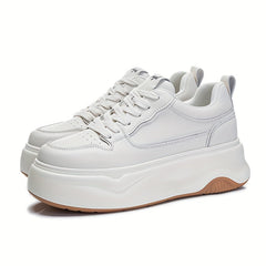Solid Leather Skate Shoes With Thick Bottom for Women