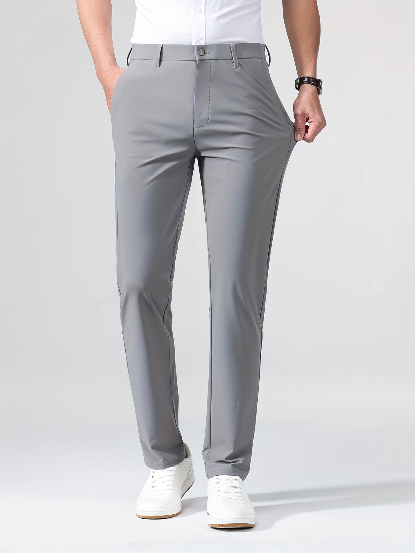 Men's Solid High Stretch Dress Pants - Spring/Summer Business