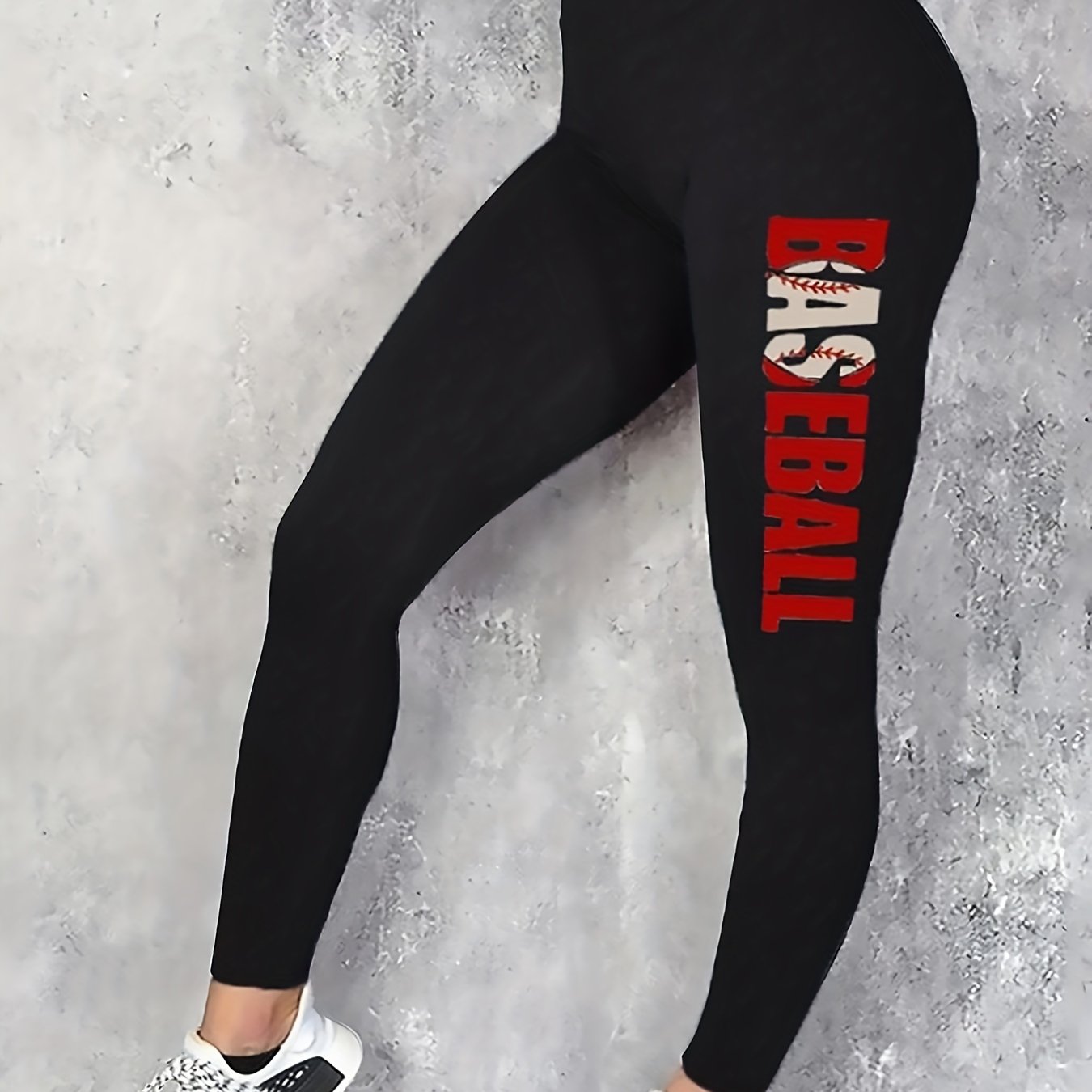 Baseball Letter Print Yoga Sports Pants High Waist Slimming Leggings