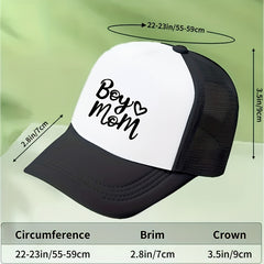 Unisex Sunshade Baseball Cap with Embroidered BOY MOM Letter