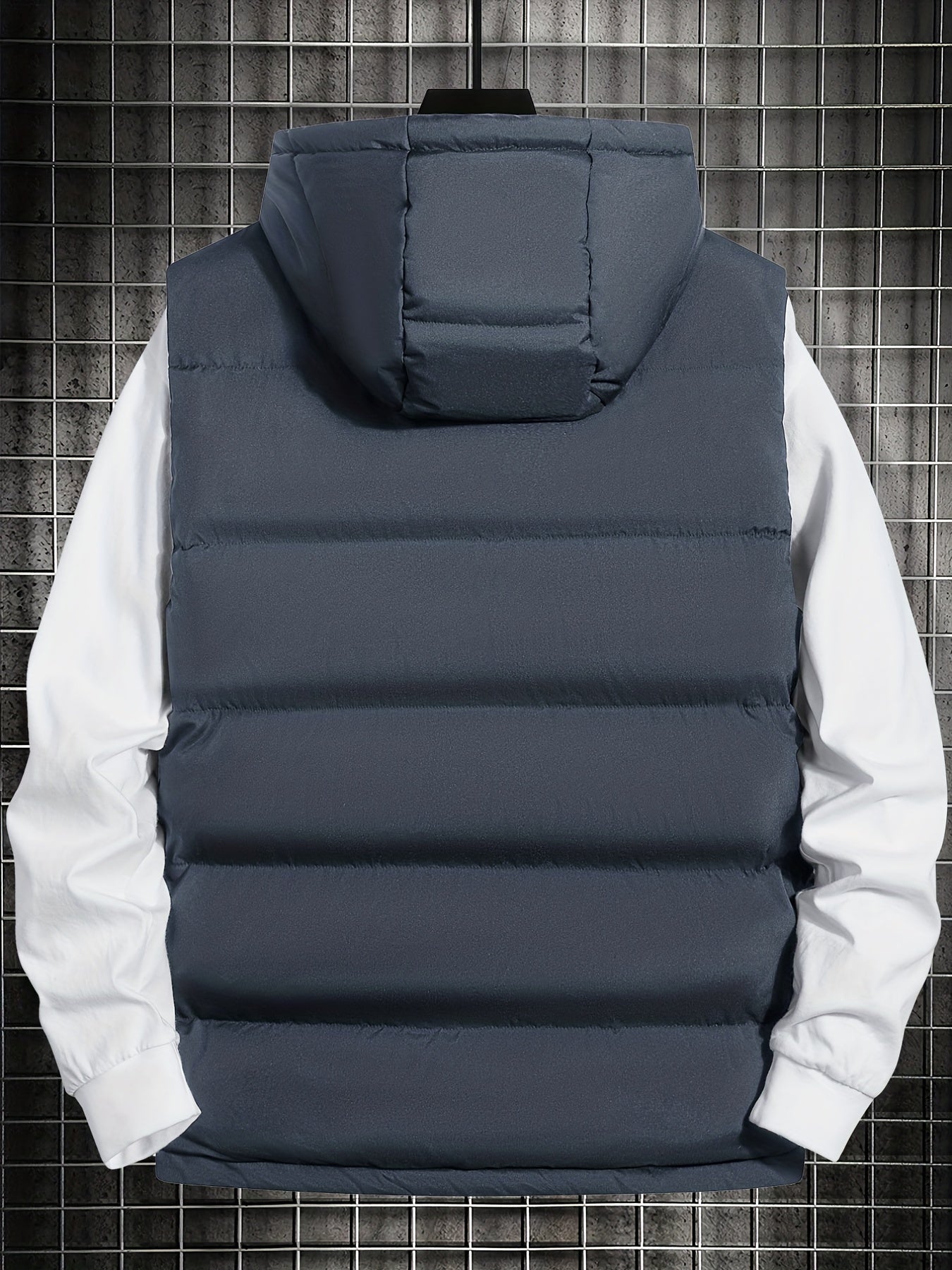 Men's Hooded Winter Vest with Zipper Pockets