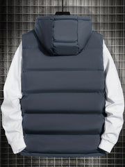 Men's Hooded Winter Vest with Zipper Pockets