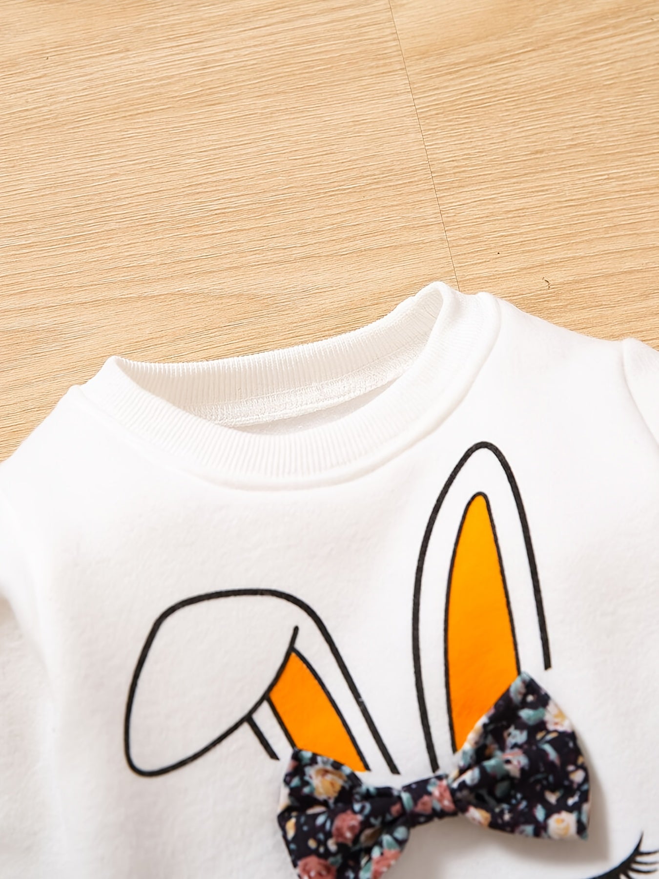 Toddler Girl Rabbit Print Pullover Sweatshirt And Floral Print Pants Set