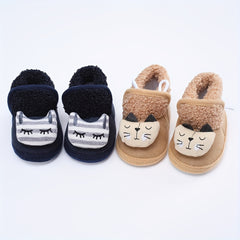 Baby Boys Cartoon Soft Warm Fleece Boots - Indoor Walking Shoes