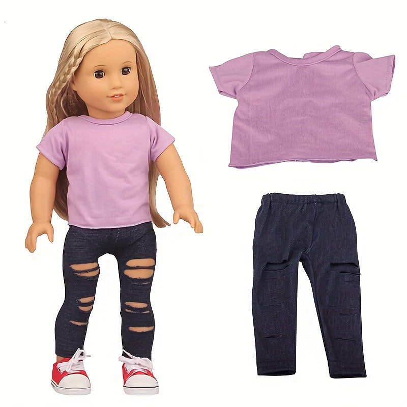 18 Inch Doll Outfit Set for Halloween & Christmas Dress Up Clothes Gray Red