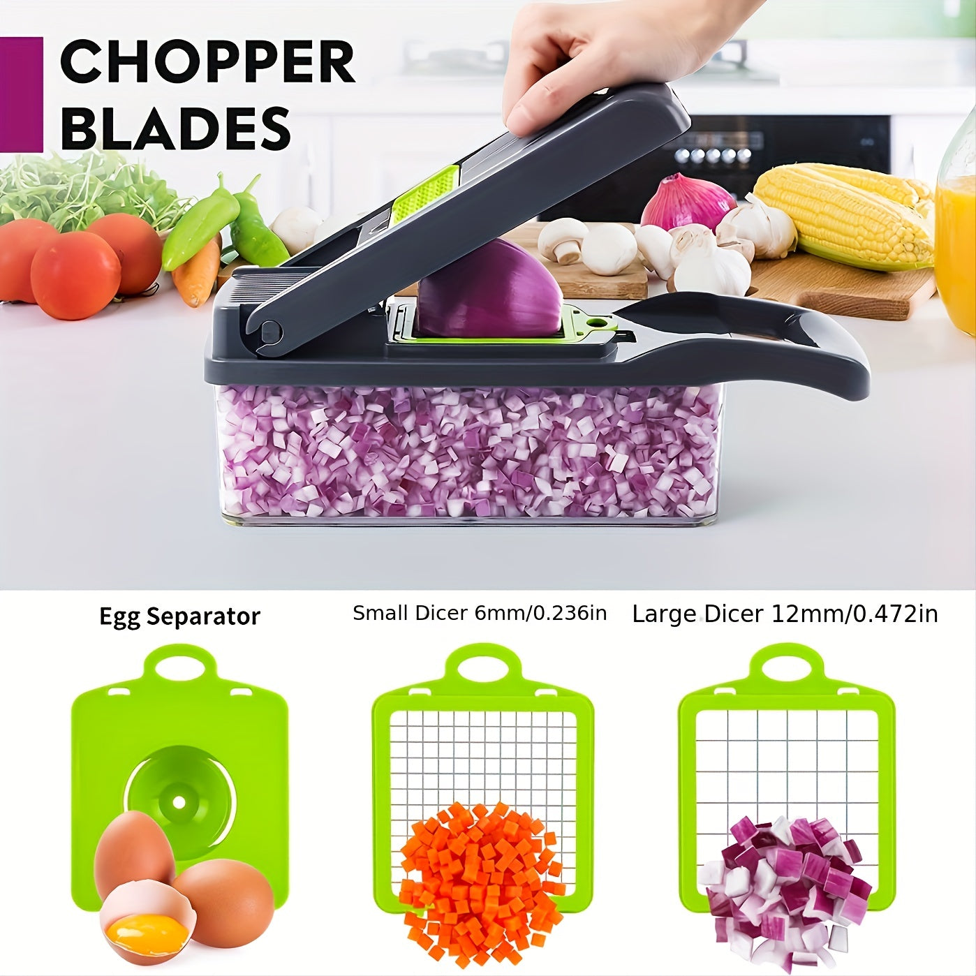14 in 1 Vegetable Cutter Onion Mincer Chopper With Container