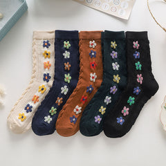 Women's Vertical Floral Socks - 5 Pairs