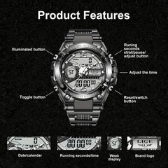 LIGE Boy's Digital Military Watch 50m Waterproof LED Quartz Student Sport Watch