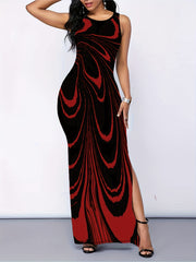 Abstract Print Tank Dress Maxi Dress Women's Clothing