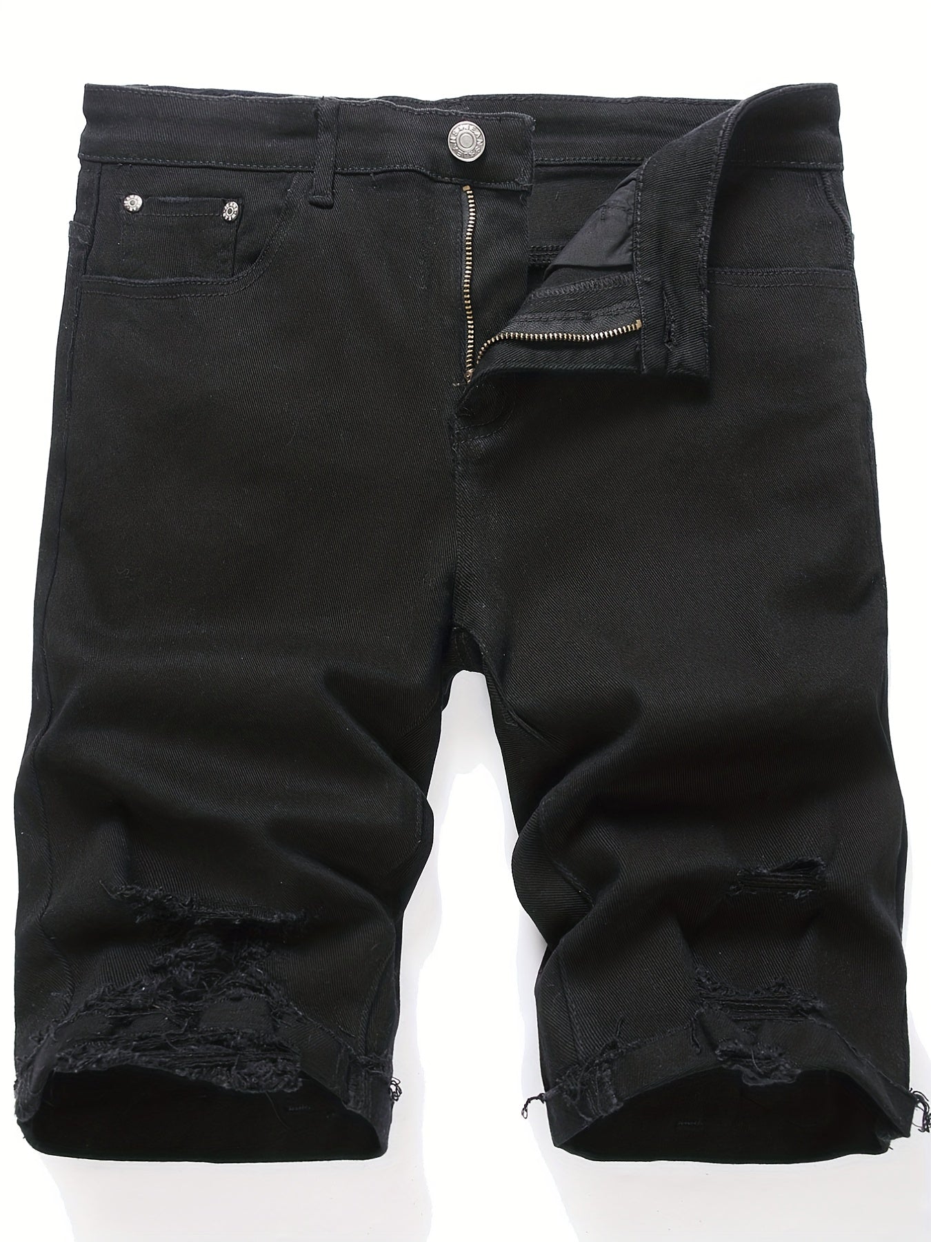 Men's Ripped Denim Shorts - Casual Street Style
