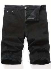 Men's Ripped Denim Shorts - Casual Street Style