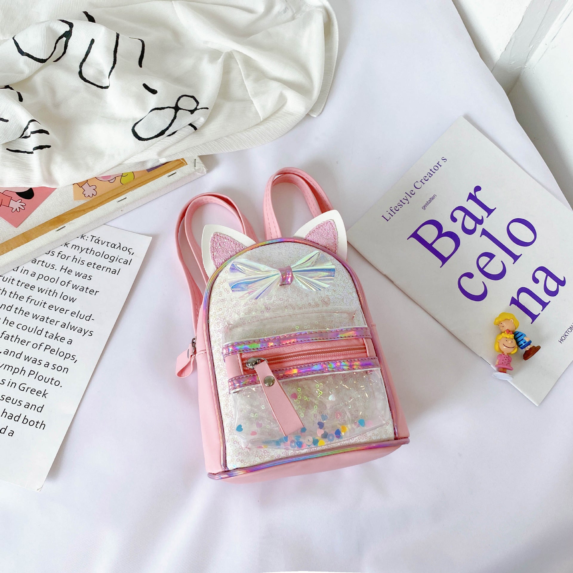 Kids Sequin Backpack Cartoon Travel School Bag