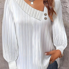 Casual Blouse Women's Plus Solid Button Decor Long Sleeve