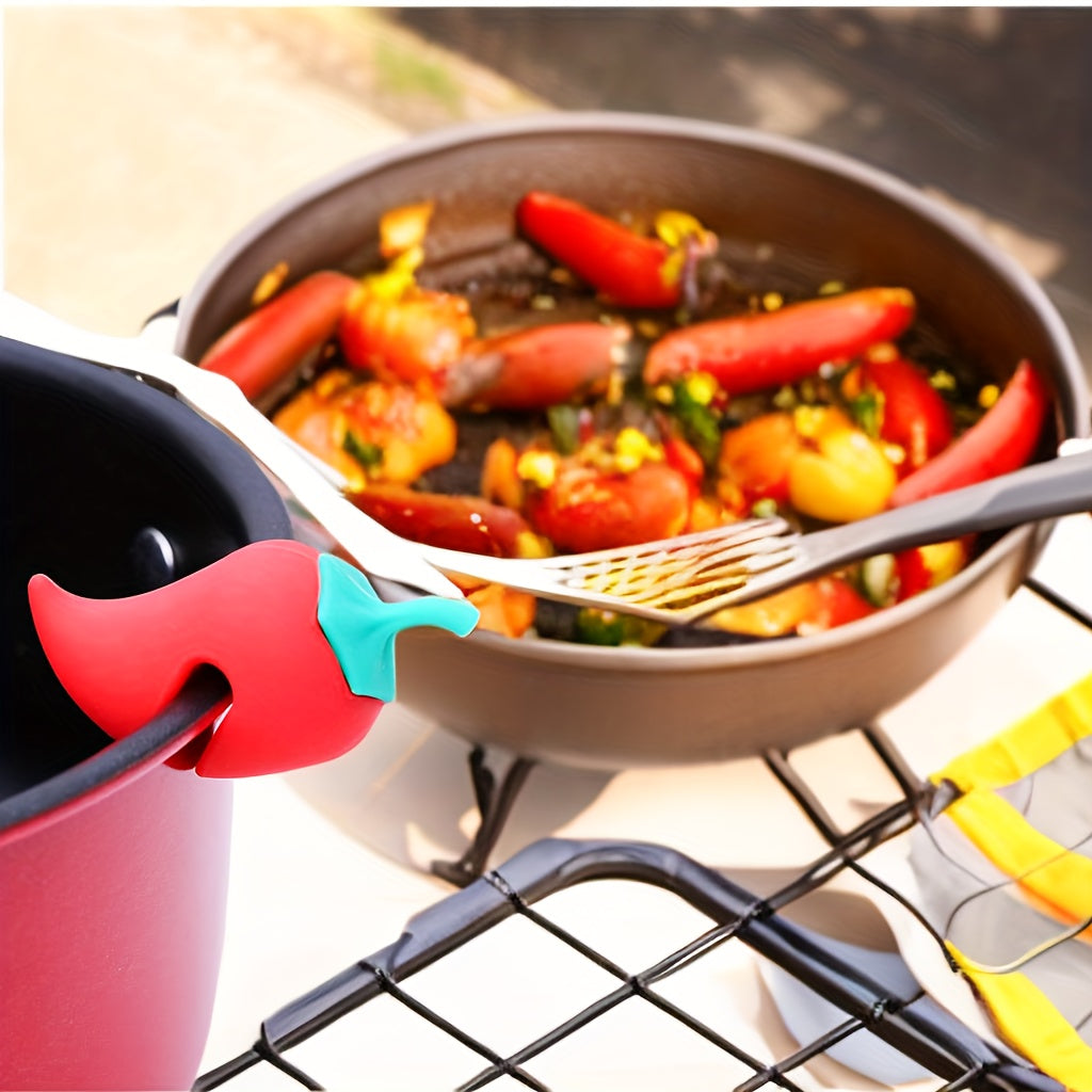 Heat Resistant Silicone Pot Lid Holder & Anti Spill Rack Kitchen Gadget