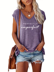 V Neck Cap Sleeve Tank Top for Women