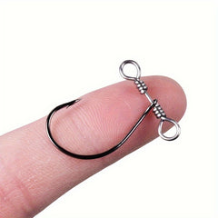 20pcs Balance Nickel Crank Hook w/ Double Eye Swivel Fishing Supplies