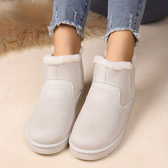 Women's Slip On Snow Boots High Round Toe Non slip Warm Fluffy Winter Shoes