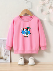 Cartoon Graphic Crew Neck Long Sleeve Sweatshirt for Kids