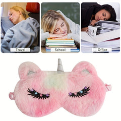 Cartoon Rainbow Horse Blindfold Soft Blackout Plush Eye Mask