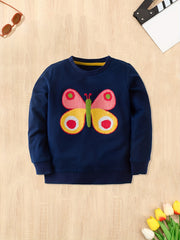 Girl's Cotton Butterfly Sweatshirt Long Sleeve Shirt for Fall Winter