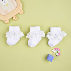 3 Pairs Baby Cross Embroidery Socks for Girls