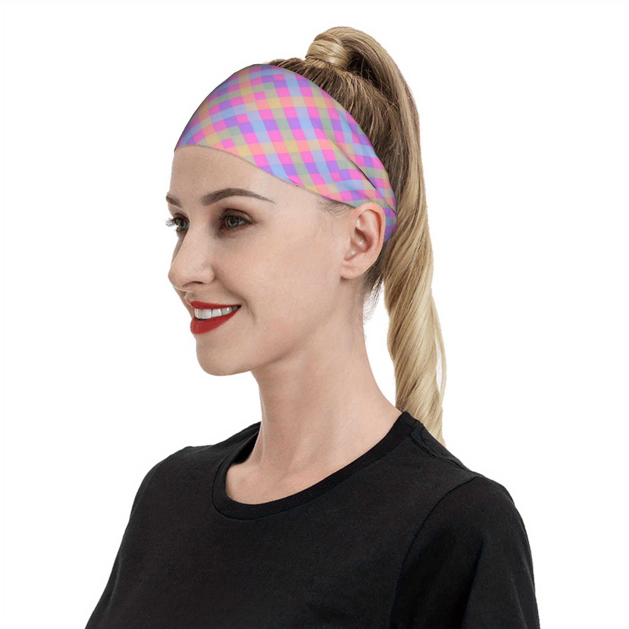 Men's Pastel Purple Pink Gradient Headband for Gym Running Soft Stretch Fit