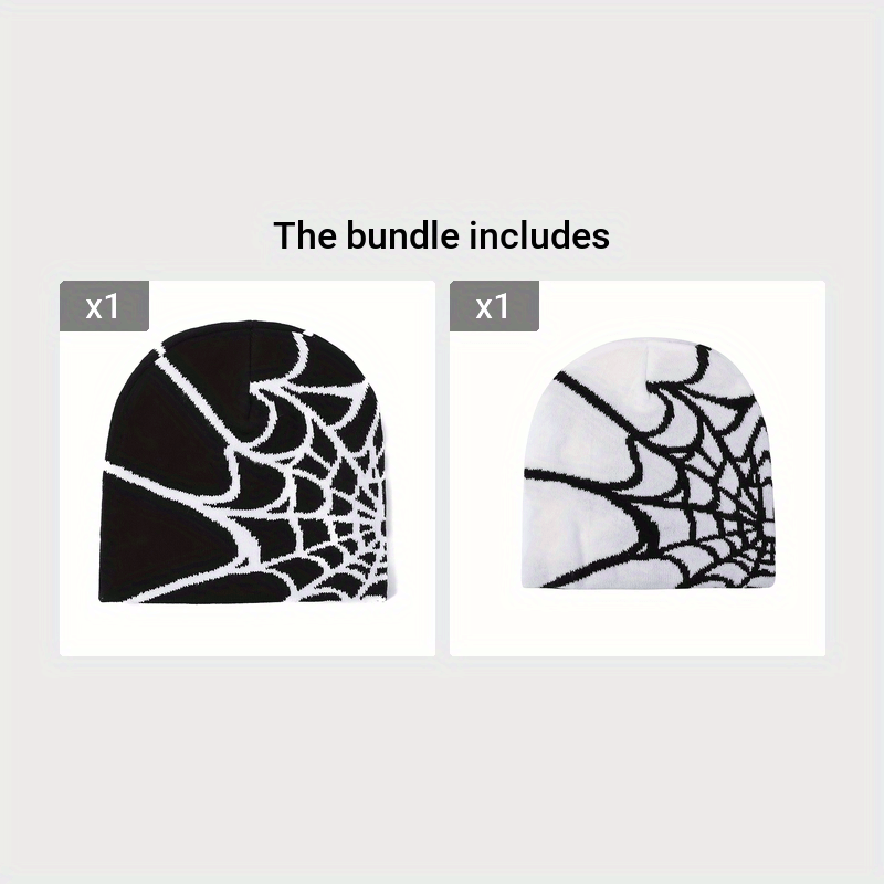 Spider Pattern Knitted Winter Hat - Halloween Gift