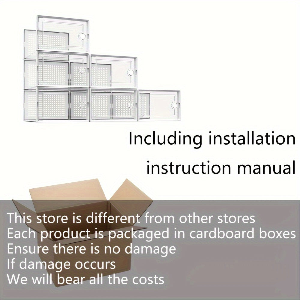 Transparent Shoe Boxes with Door - Stackable Shoe Rack Organizer