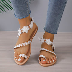 Women's Floral Flat Sandals Summer Beach Shoes