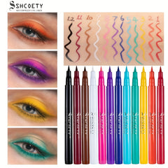 Long Lasting Waterproof Eyeliner Pen 12 Colors Smudge Proof Sweat Proof