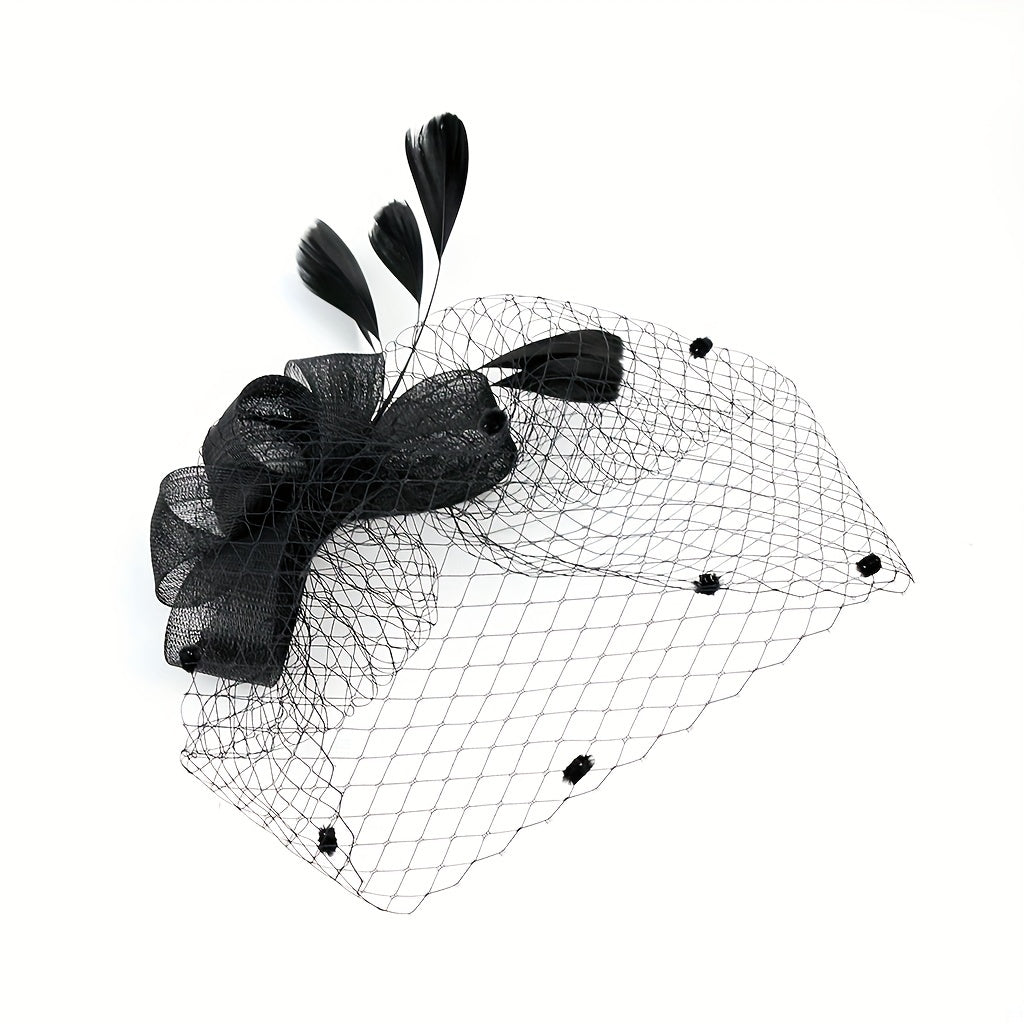 Polka Dot Veil Fascinators Hat Feather Flower Vintage Derby Hat