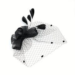 Polka Dot Veil Fascinators Hat Feather Flower Vintage Derby Hat