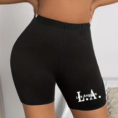Letter Print Casual Summer Workout Slim Shorts Women's Clothing